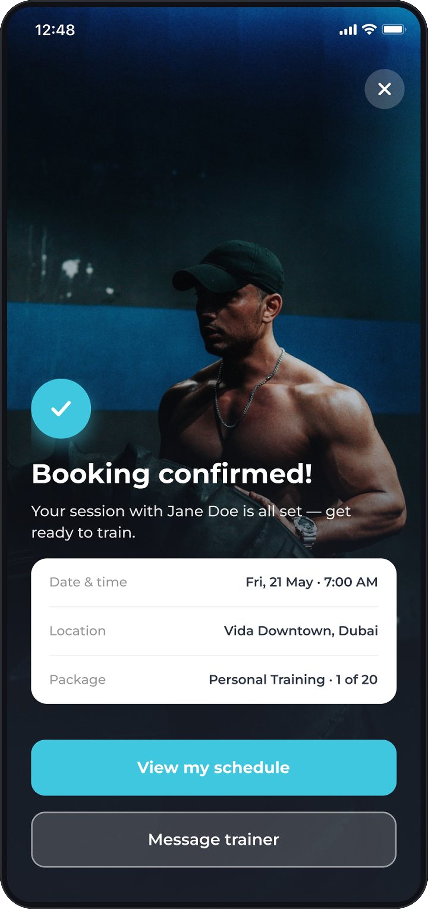 Booking confirmed screen