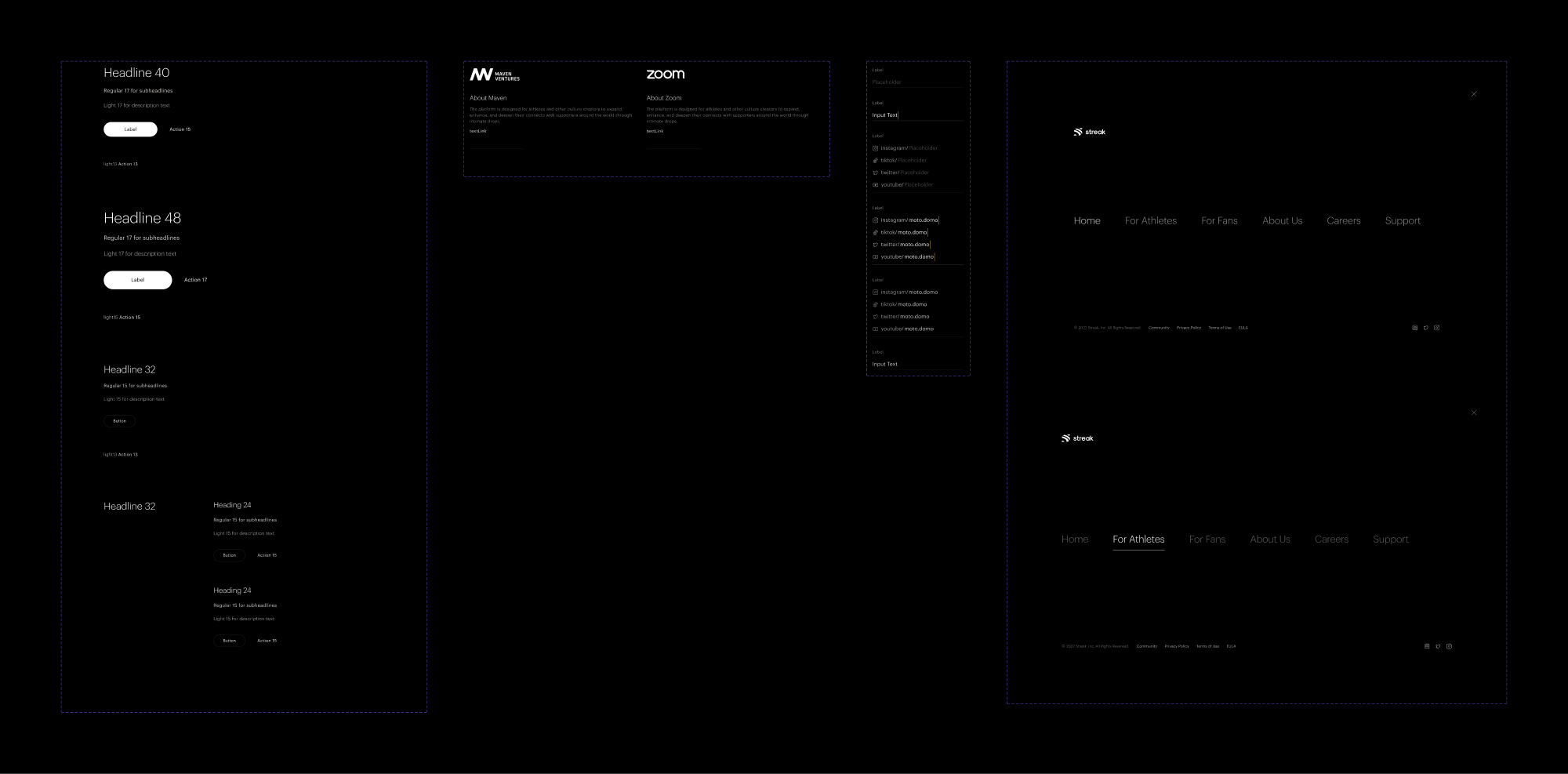 Streak design system, components extended for the web